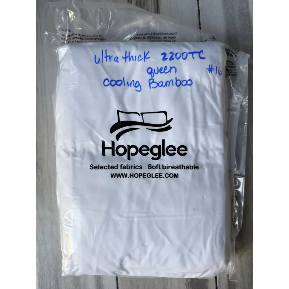 Hopeglee Ultra Thick 2200tc Bamboo Cooling Sheet Set Queen In White New